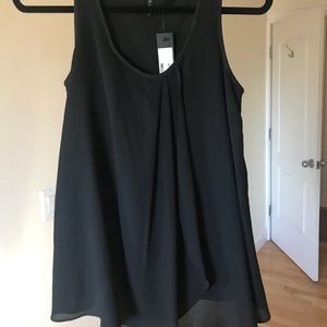 NWT xs isda&co sleeveless overlay tank black
